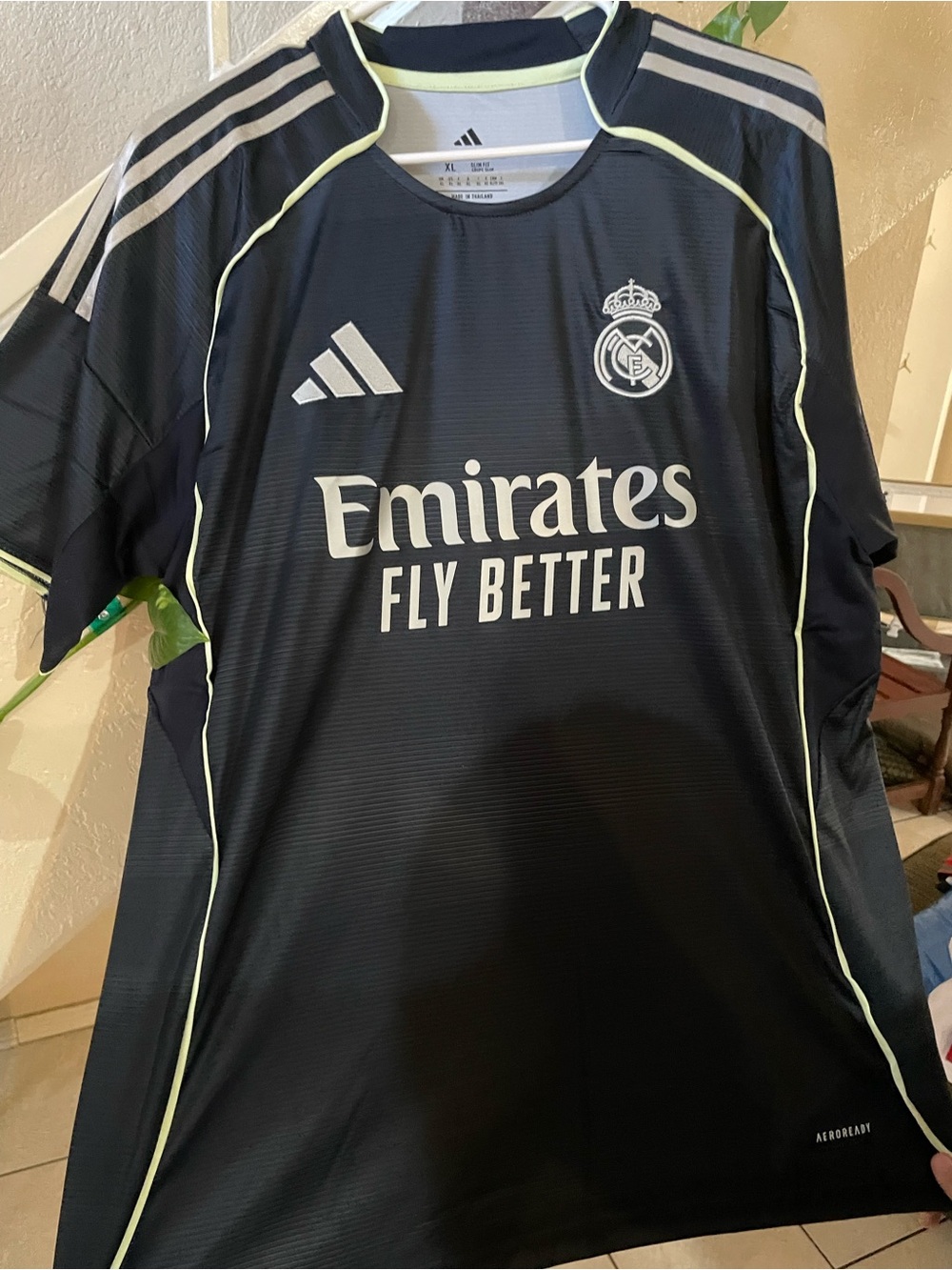 adidas Real Madrid Black Jersey with Light Yellow Trim